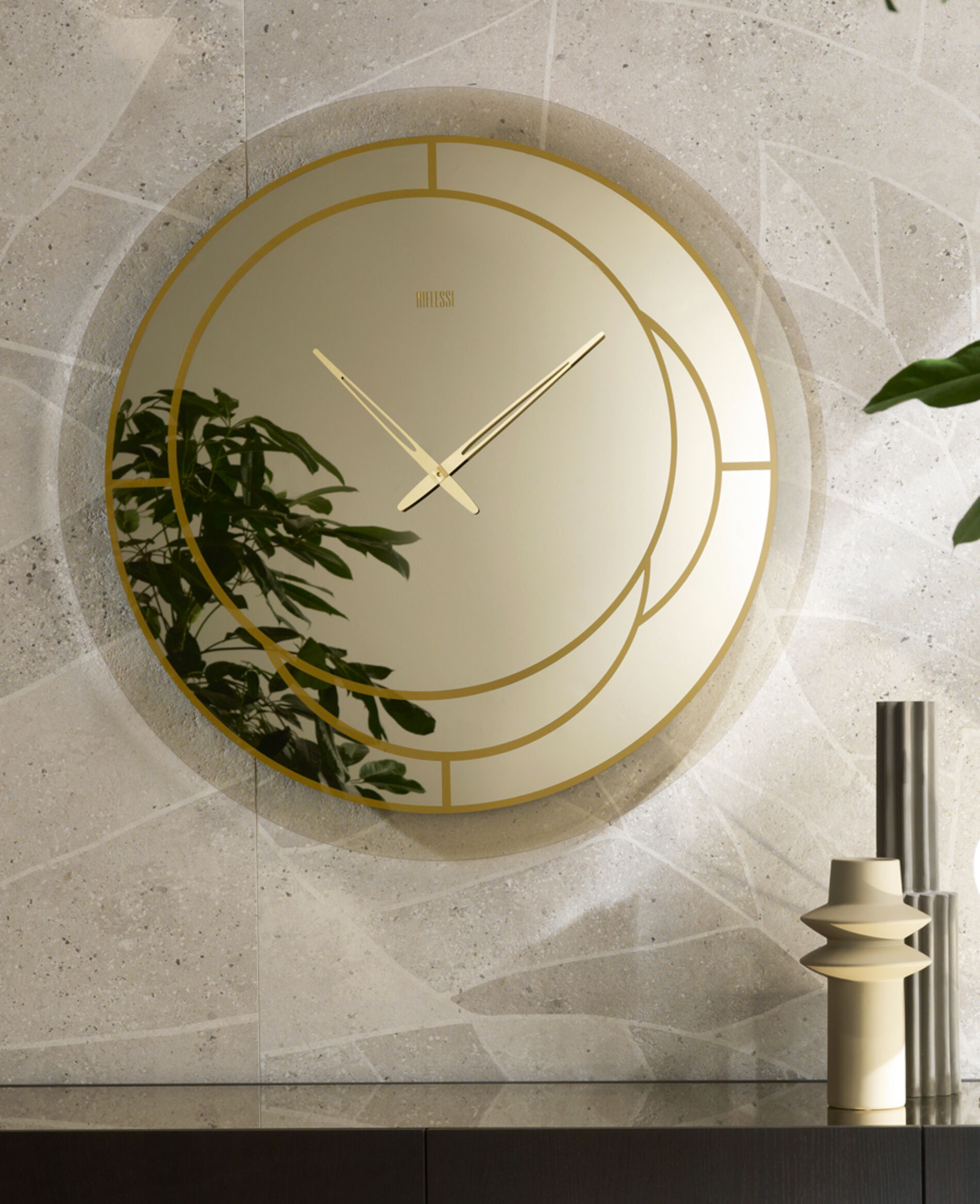 Orologio specchio da parete di design, Positano, Riflessi