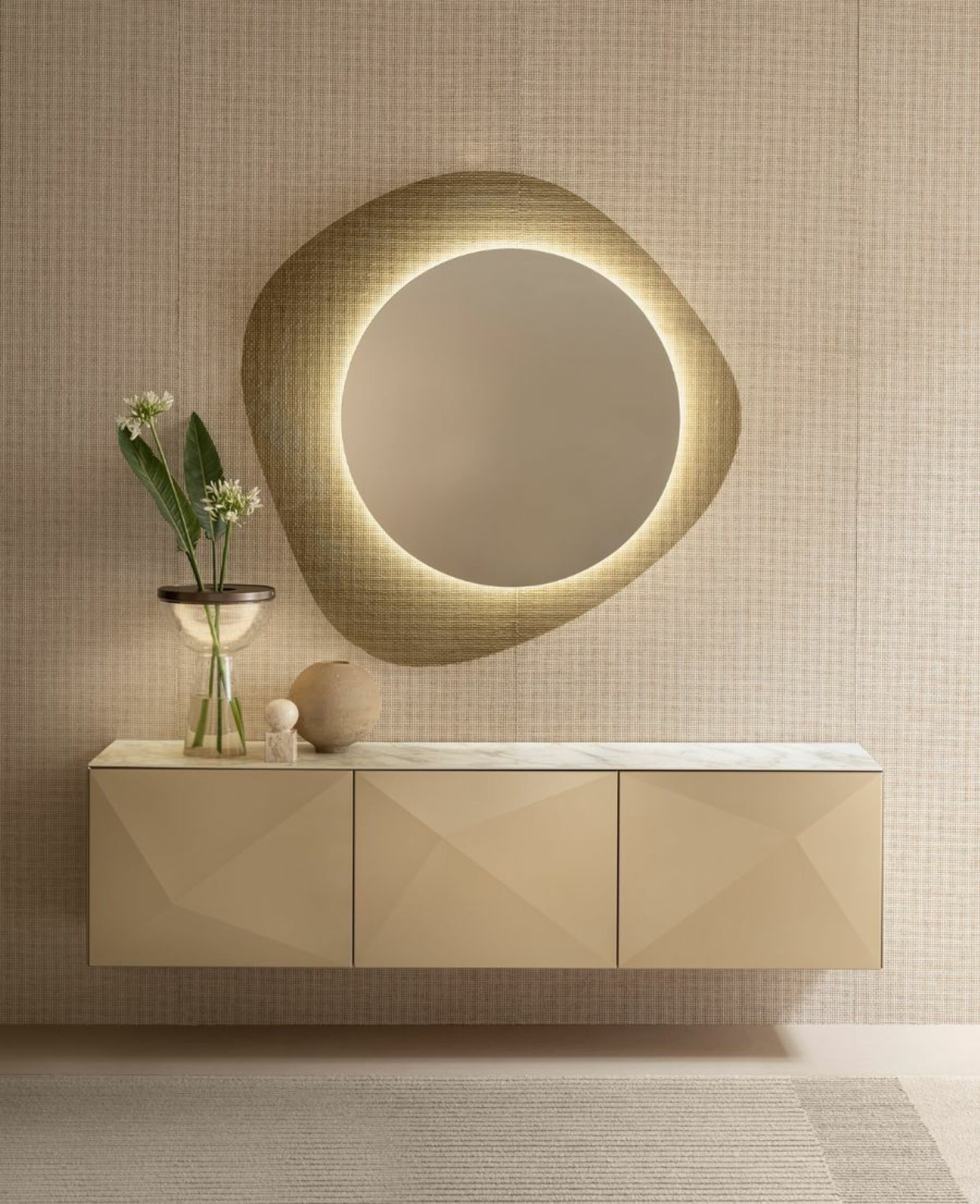Specchio di design in cristallo bronzato