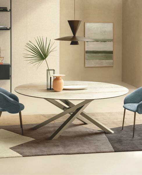 Tavolo rotondo in ceramica per soggiorno moderno